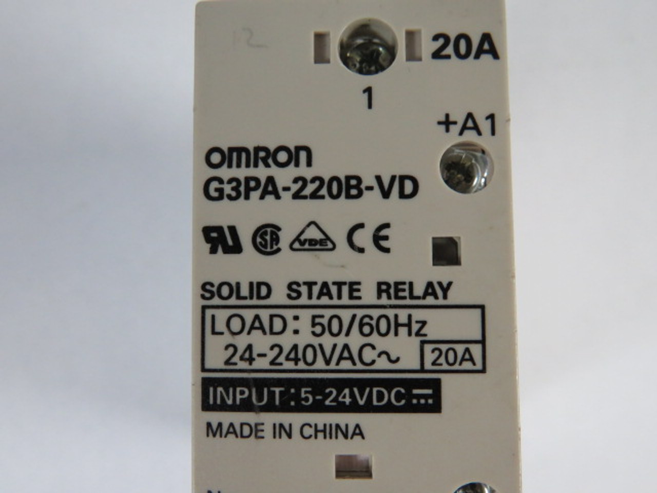 Omron G3PA-220B-VD Solid State Relay 24-240VAC 50/60Hz 20A USED