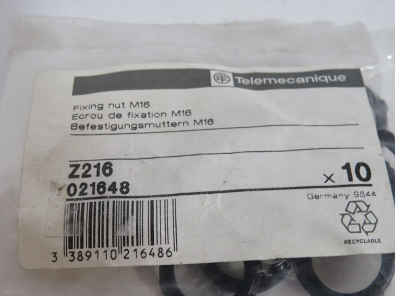Telemecanique Z216 021648 Fixing Nut M16 10-Pack ! NWB !