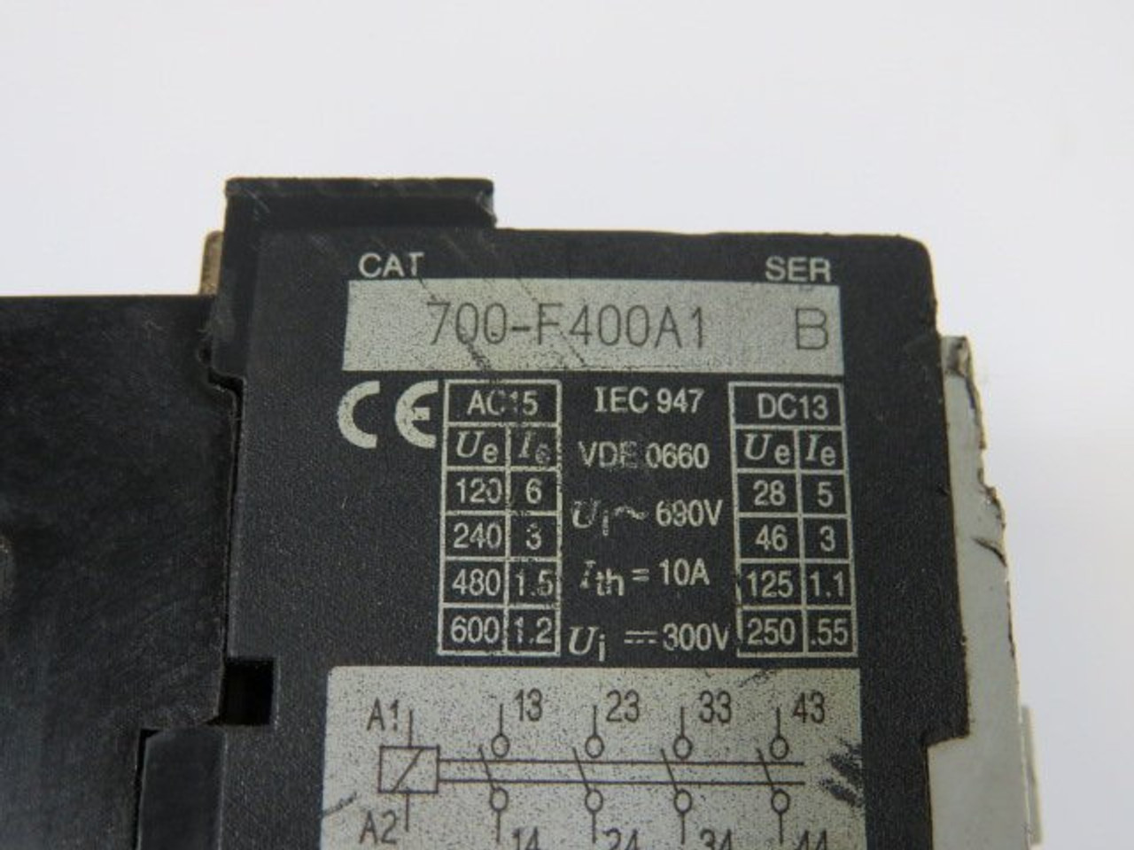 Allen-Bradley 700-F400A1 Series B Contactor 110/120V 50/60HZ AC15 USED