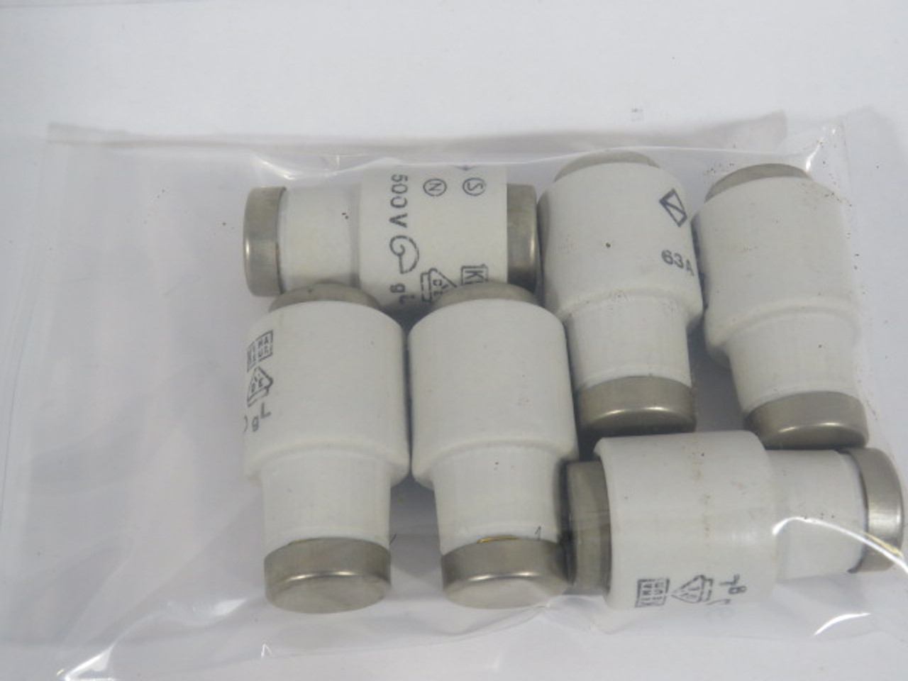 Generic Ceramic Bottle Fuse 63A 500V Lot of 6 USED