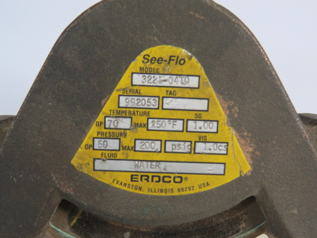 ERDCO 3221-04T0 Flow Meter See-Flo Model for Water USED