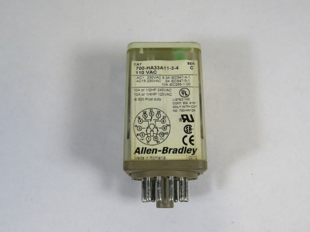 Allen-Bradley 700-HA33A11-3-4 Series C Relay 10A 110VAC USED