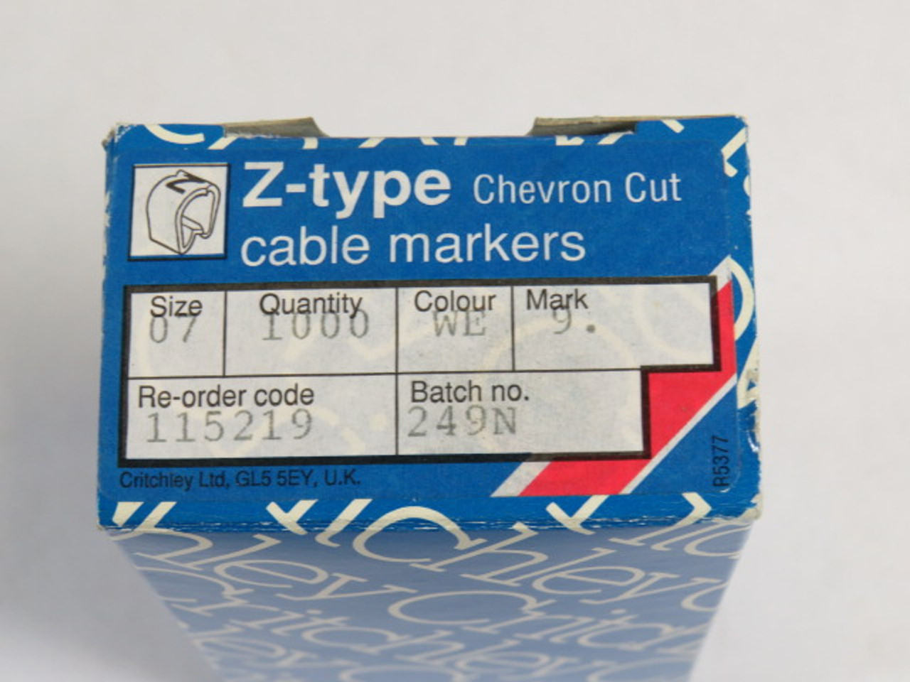 Critchley 11521909 White Cable Marker #9 Z7 Chevron Cut 900-Pack ! NEW !