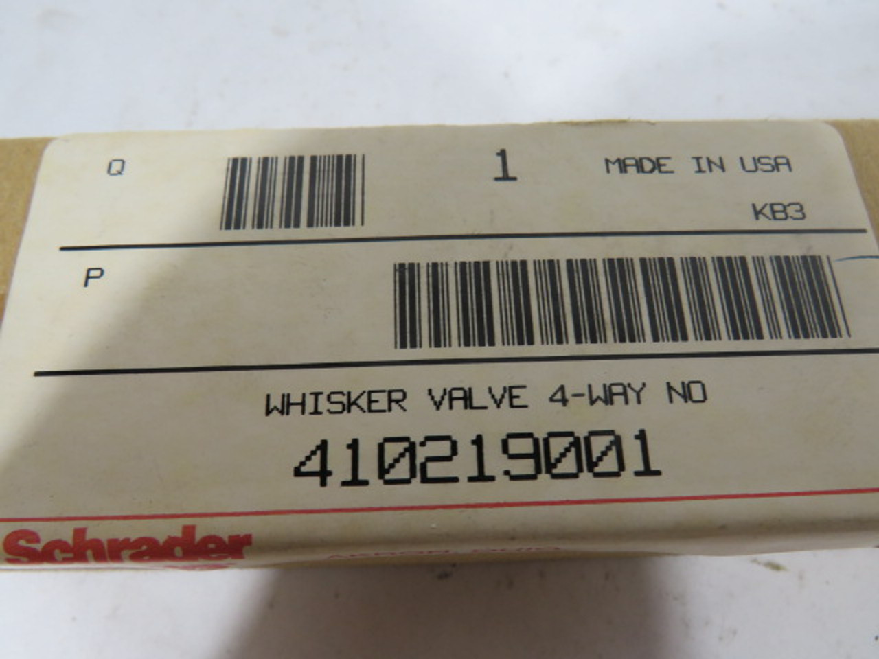 Schrader Bellows 410219001 Whisker Valve 4-Way N/O 150 PSI Max ! NEW !