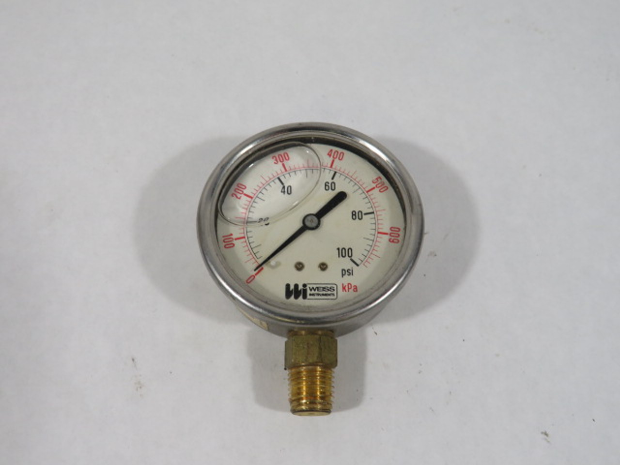 Weiss LF251-100-4L 0-700kPA 0-100psi Liquid-Filled Pressure Gauge USED