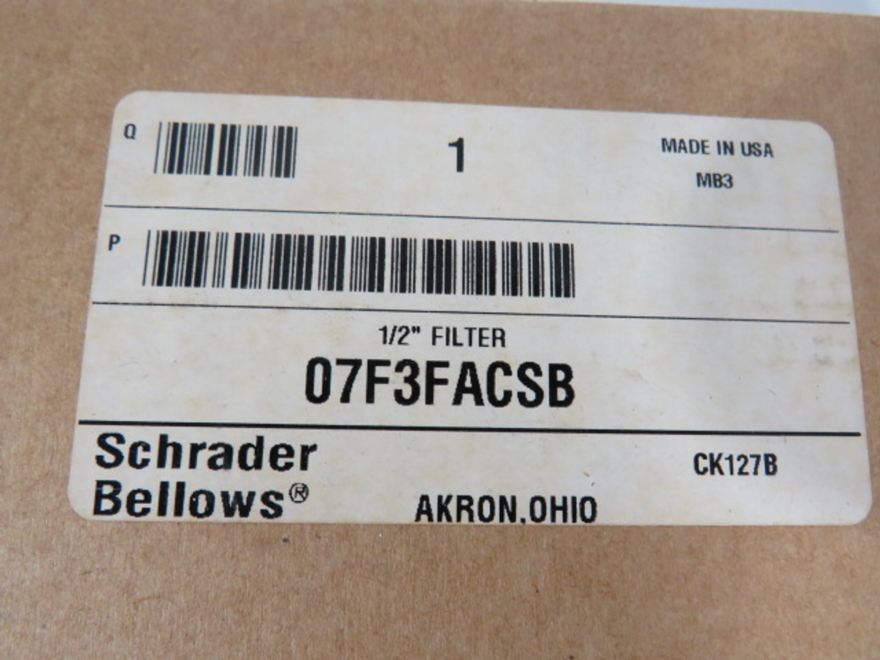 Schrader Bellows 07F3FACSB 1/2" Filter ! NEW !