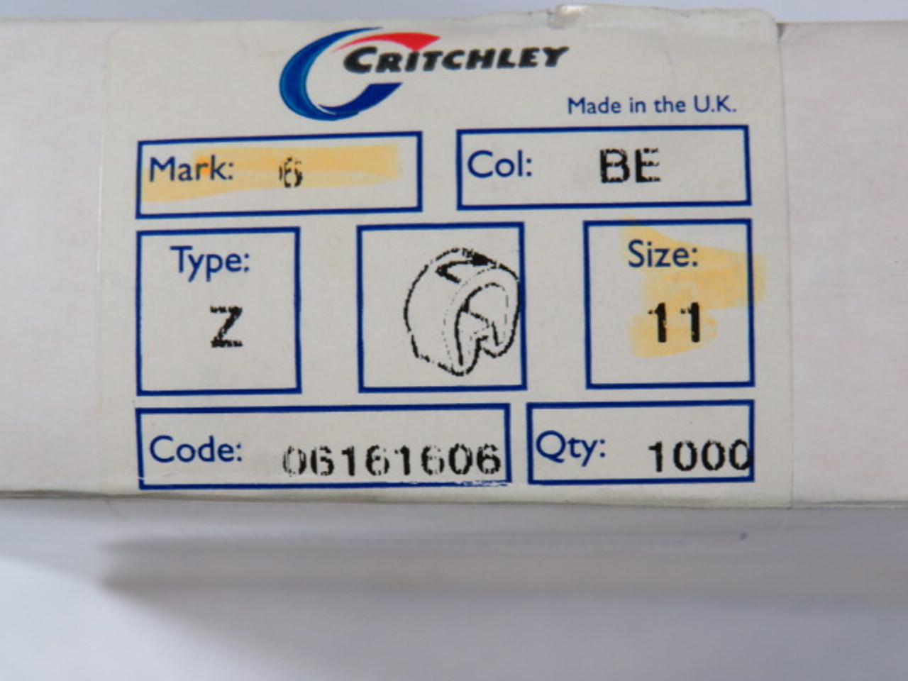 Critchley 06161606 Blue Cable Marker #6 Z11 Straight Cut 500-Pack ! NEW !