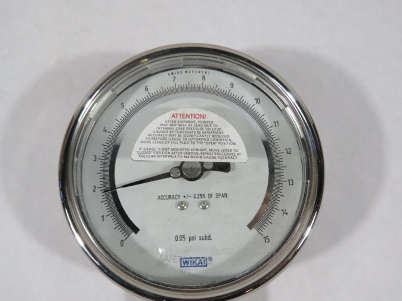 Wika 332.54 4" 0-15psi Pressure Gauge Bottom Connection ! NOP !