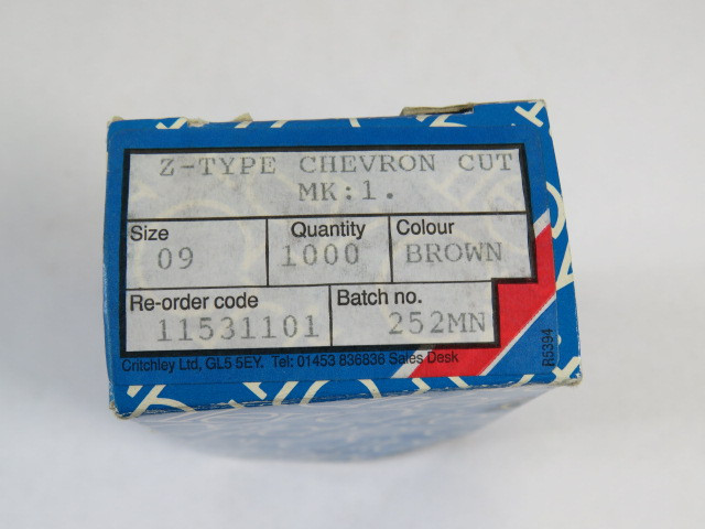 Critchley 11531101 Brown Cable Marker #1 Z9 Chevron Cut 500-Pack  NEW