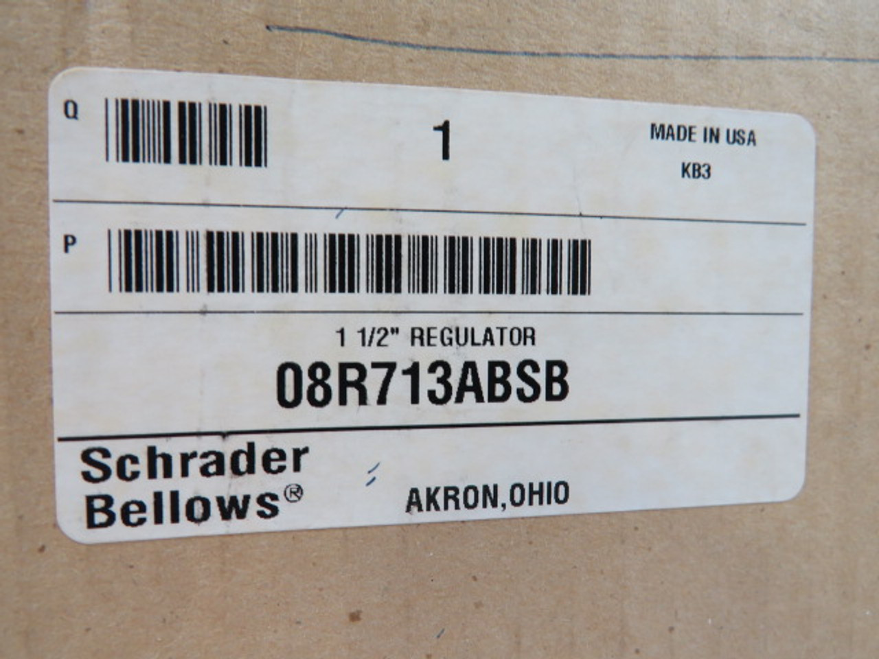 Schrader Bellows 08R713ABSB Regulator 1-1/2" Ports ! NEW !