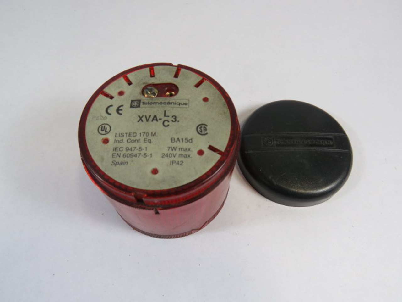 Telemecanique XVA-C34 Red Stack Light w/ Bulb & Cap 240V 7W USED