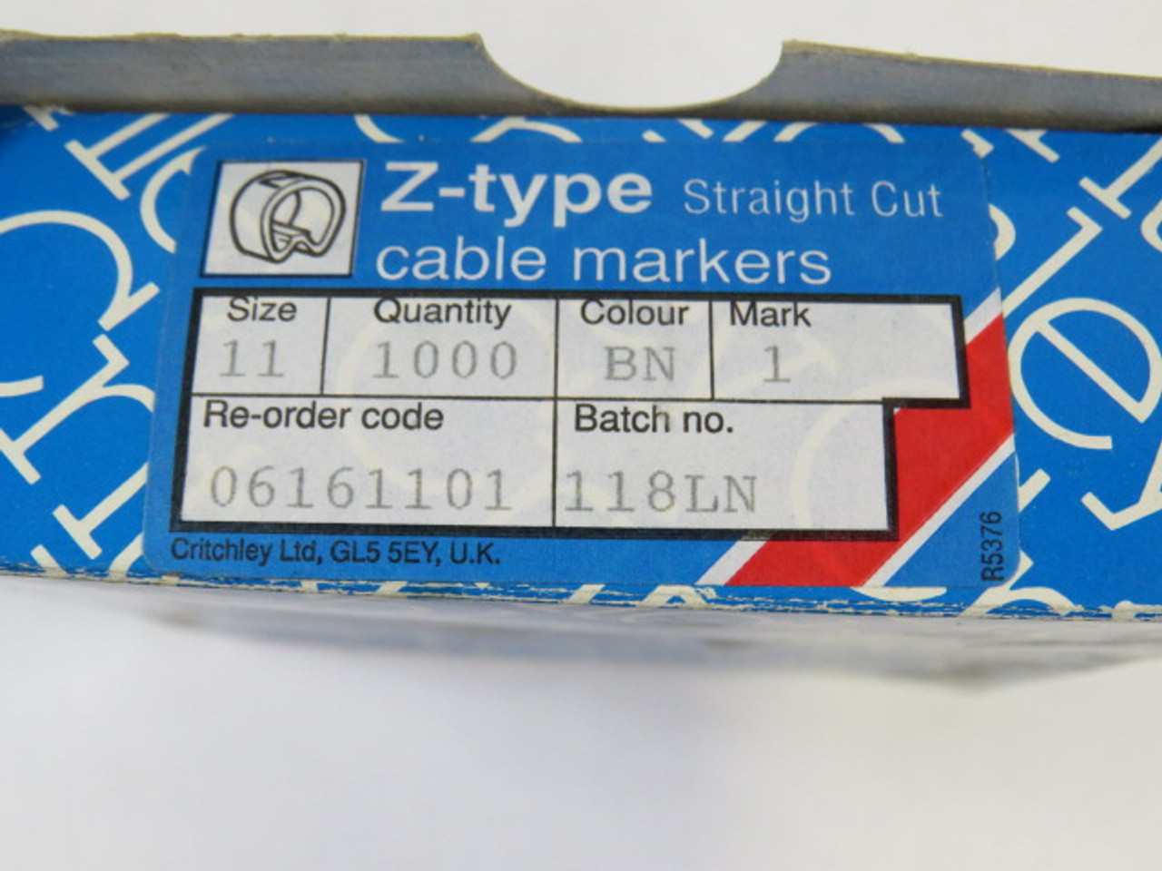 Critchley 06101101 Brown Cable Marker #1 Z11 Straight Cut 700-Pack ! NEW !