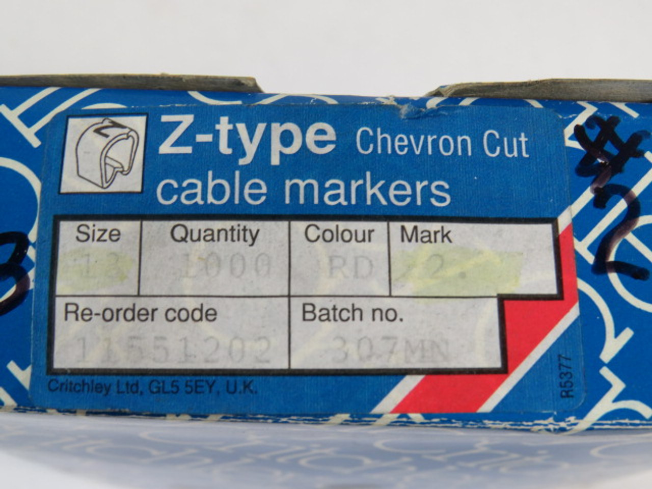 Critchley 11551202 Red Cable Marker #2 Z13 Chevron Cut 800-Pack ! NEW !
