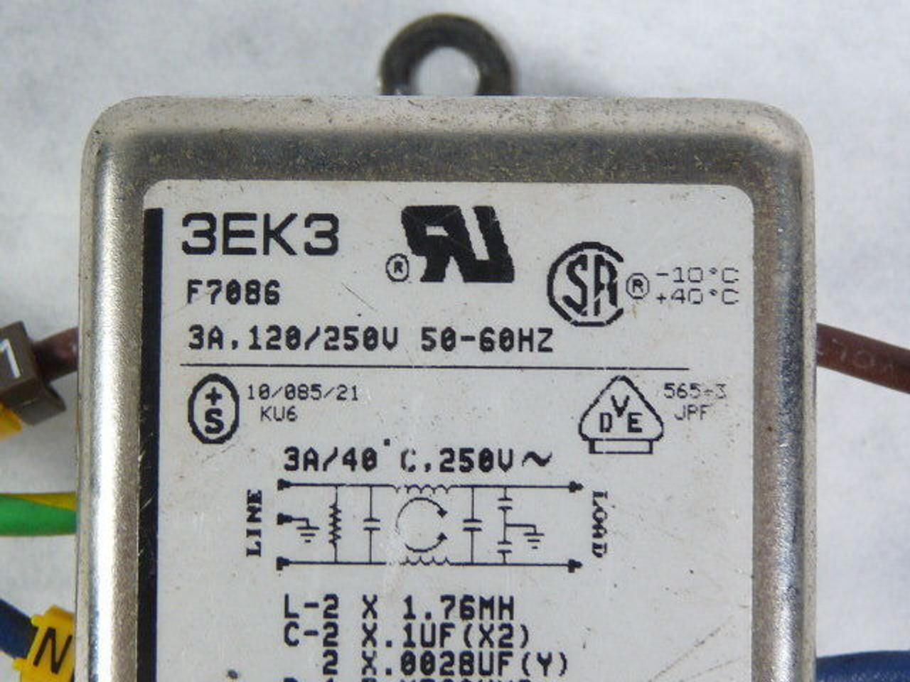 Corcom 3EK3 RFI Flange Mount Power Line Filter 3A USED