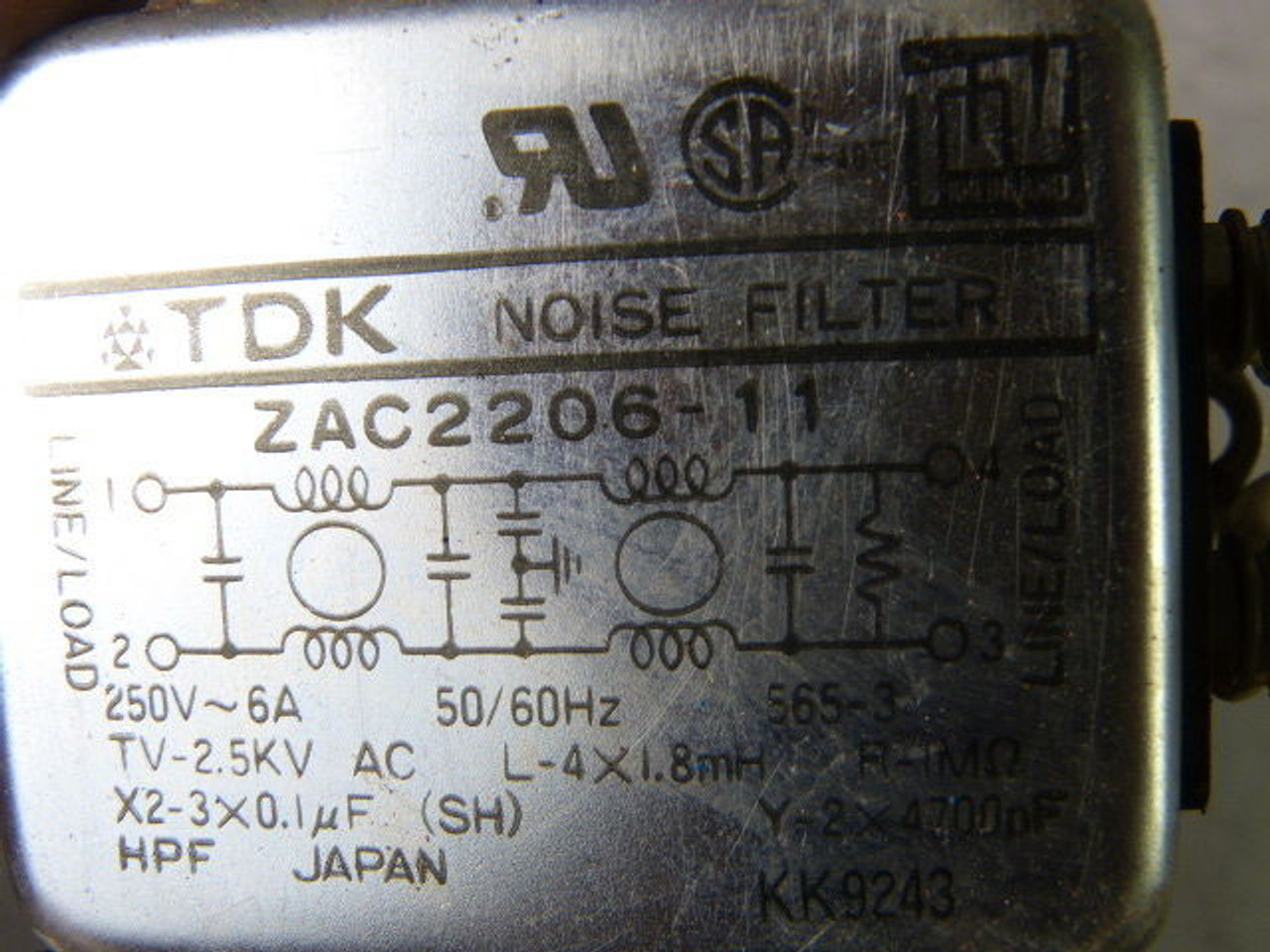 TDK ZAC2206-11 Noise Filter 6A 250V 50/60Hz USED