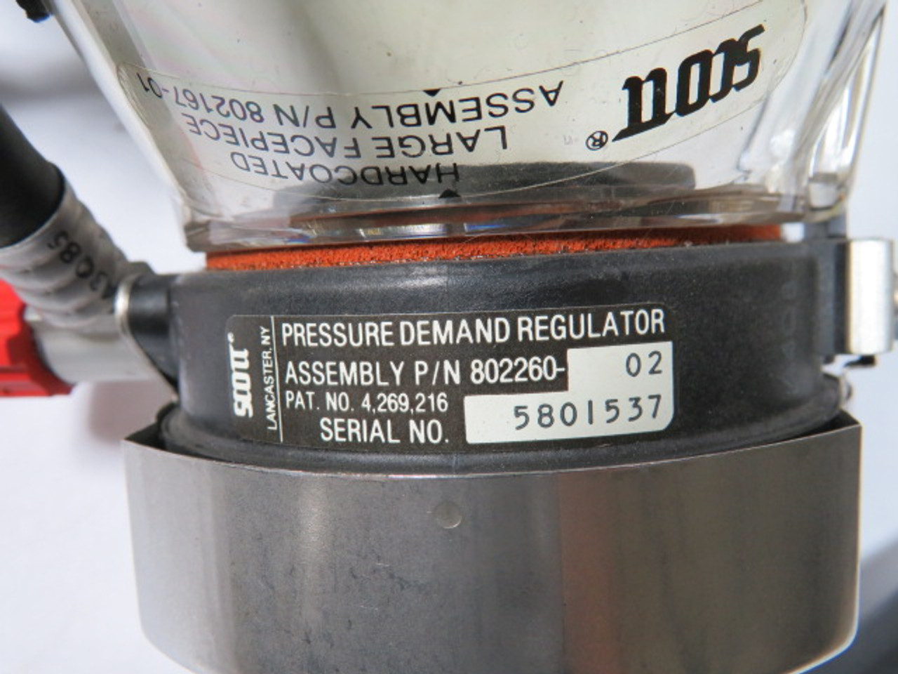 Scott 802260-02 Air Pressure Tank and Mask Regulator Assembly USED