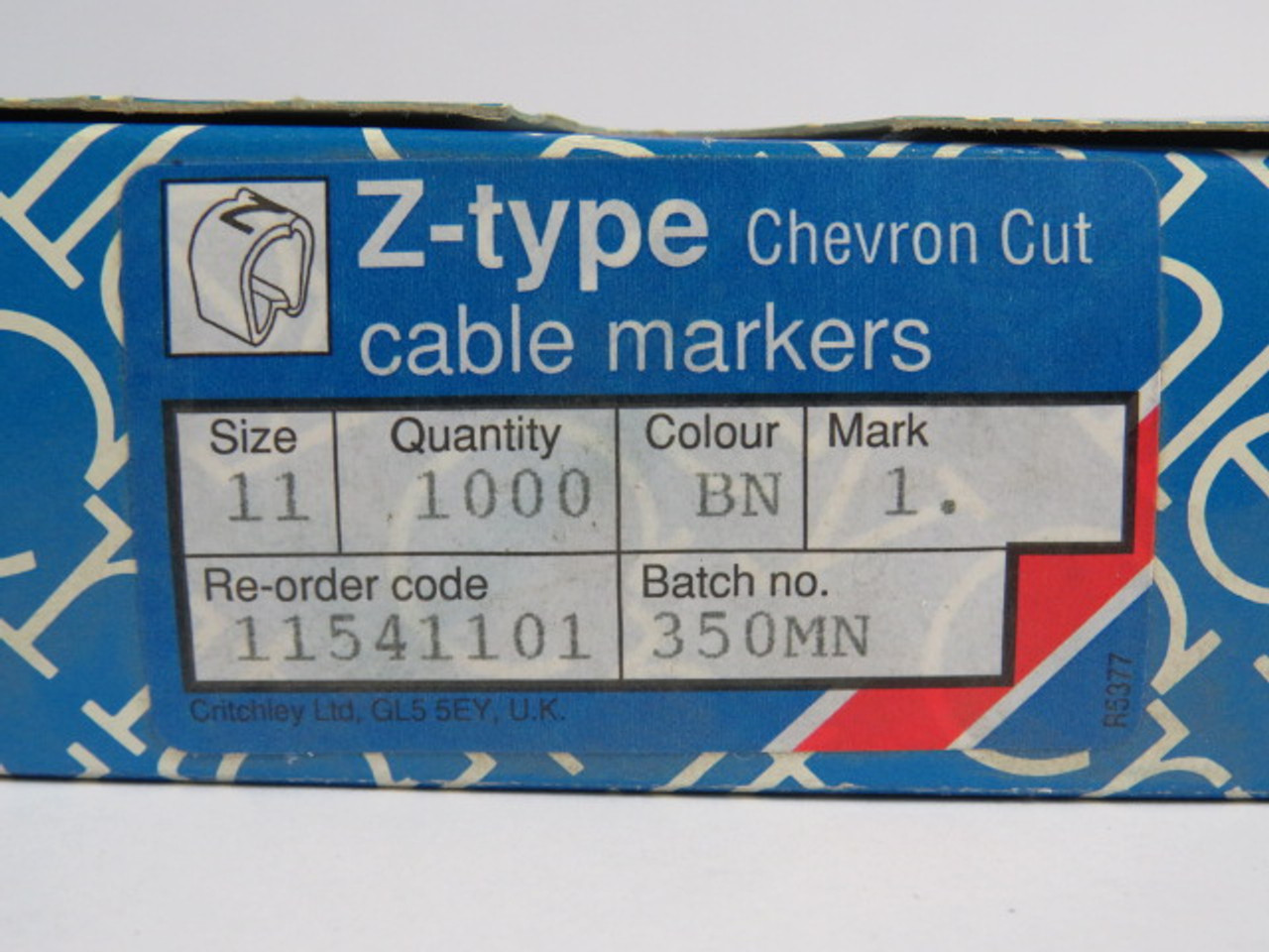 Critchley 11541101 Brown Cable Marker #1 Z11 Chevron Cut 100-Pack ! NEW !