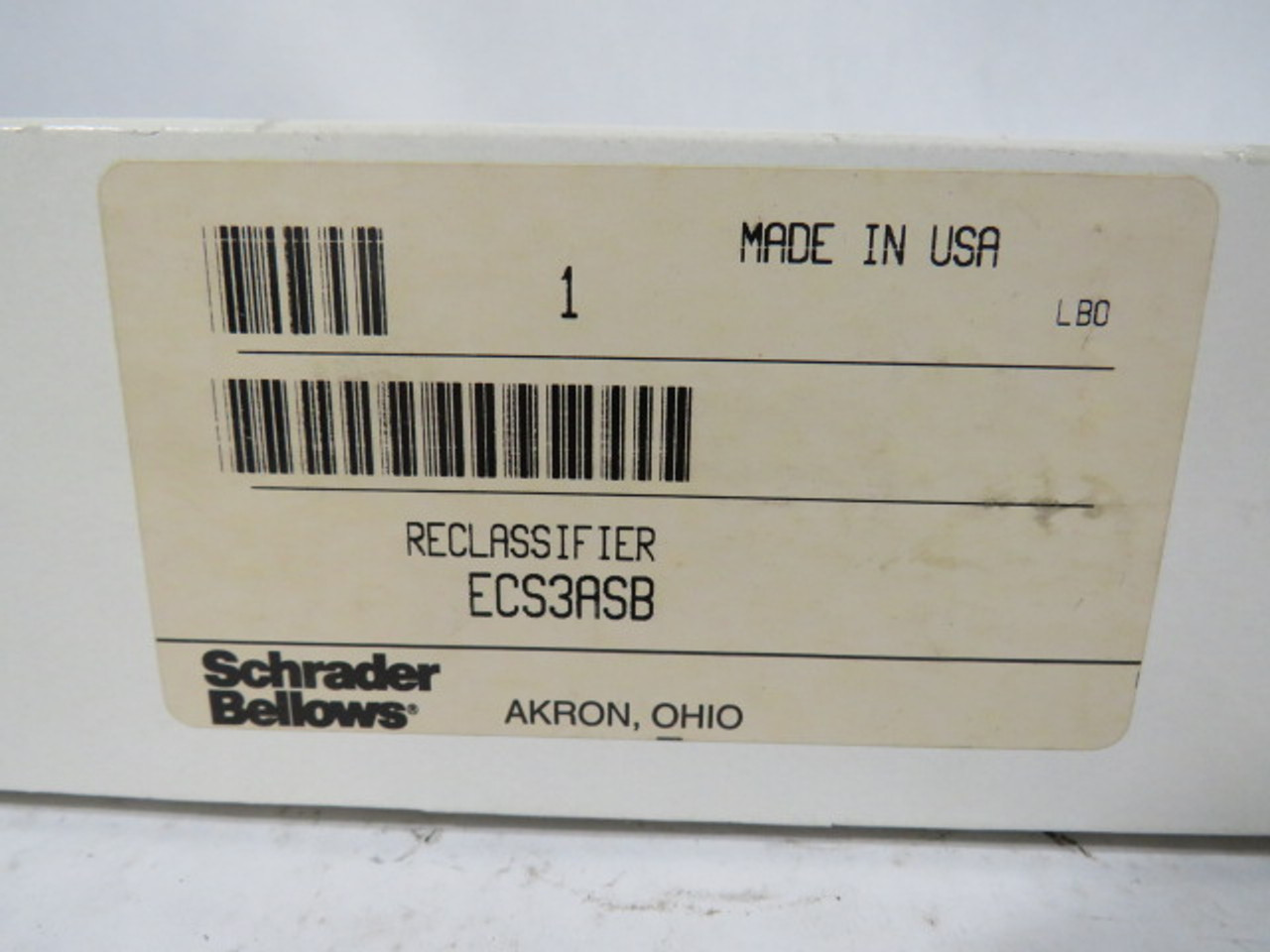 Schrader Bellows ECS3ASB Reclassifier 100PSI Max 125 Degrees Fahrenheit ! NEW !