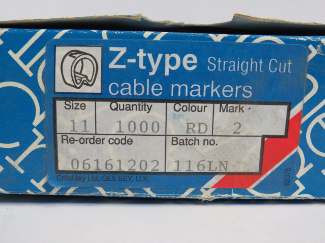 Critchley 06161202 Red Cable Marker #2 Z11 Straight Cut 400-Pack  NEW