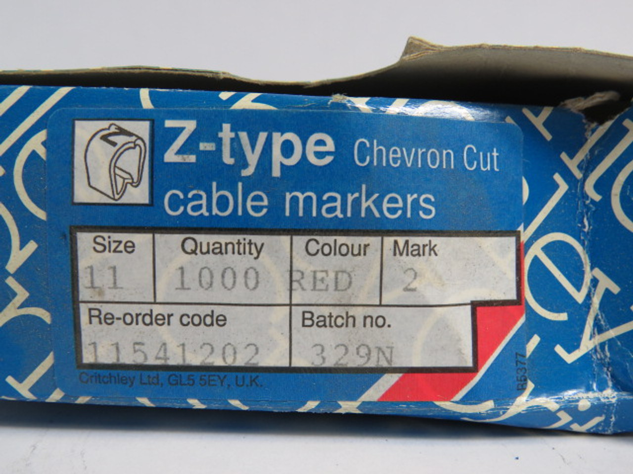 Critchley 11541202 Red Cable Marker #2 Z11 Chevron Cut 1000-Pack ! NEW !