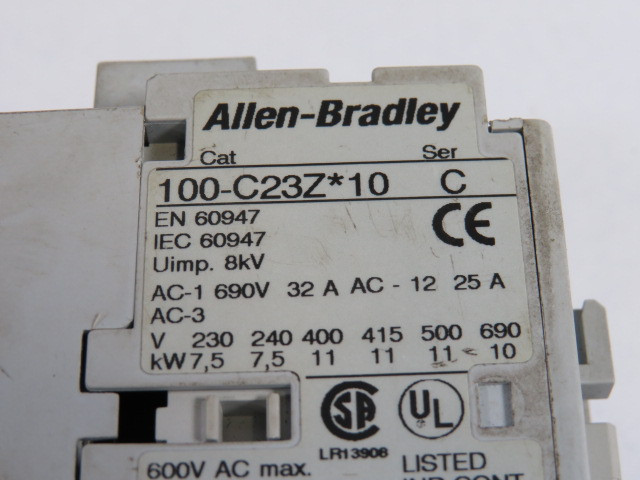 Allen-Bradley 100-C23ZJ10 Series C Contactor 24VDC 600VAC 25A USED