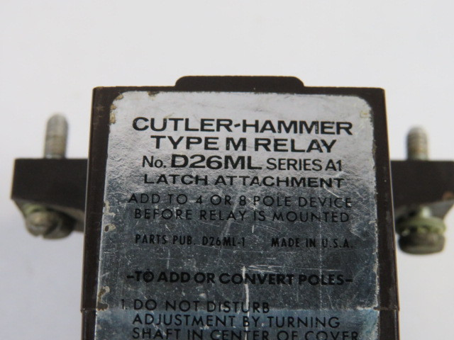 Cutler-Hammer D26ML Series A1 Type M Relay 440/480V 50/60HZ USED