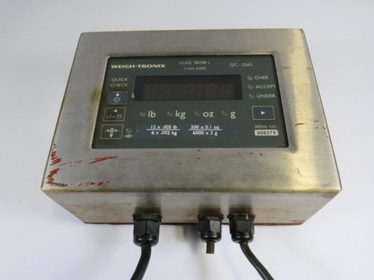 Weigh-Tronix QC3265 Scale Control Panel 115VAC 0.5A 50/60HZ USED