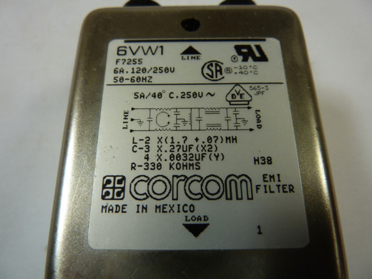 Corcom 6VW1 Line Filter 6 Amp 250V USED