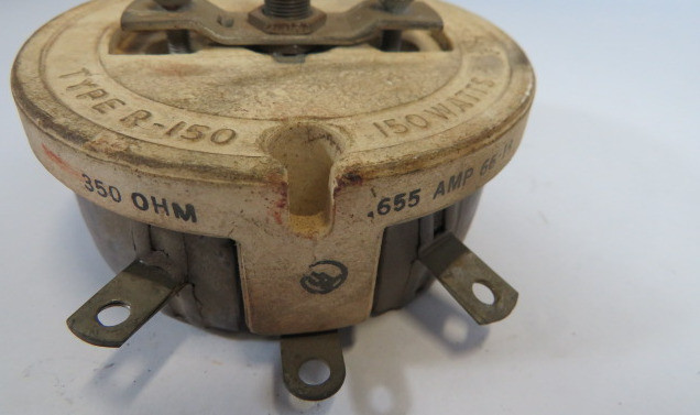 Ohmite 6220-350 Rheostat 350 Ohms .655A 150W *Some Chips to Casing* USED