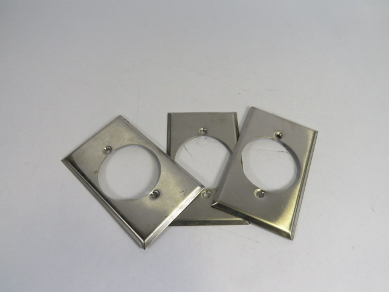 Generic Type 301 1-Gang Stainless Steel Wall Plate 2-1/8" Hole Lot of 3 USED