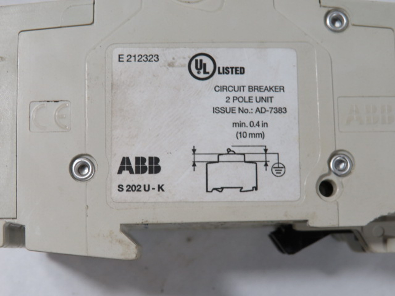 ABB S202U-K10 Circuit Breaker 240V 10A 50/60Hz 2P W/S2C-H6RU USED