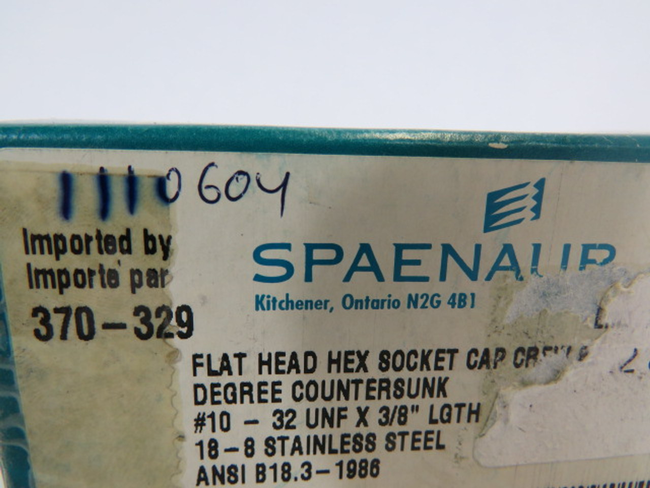 Spaenaur 370-329 SS Flat Head Socket Cap 85DEG Countersunk Lot of 49 ! NEW !