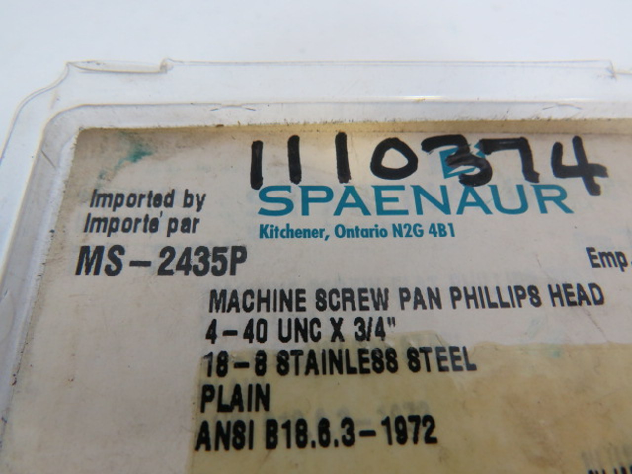 Spaenaur MS-2435P SS Machine Screw Pan Phillips Head Lot of 90 ! NEW !