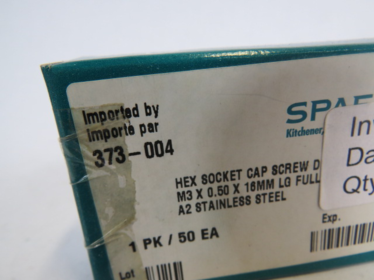 Spaenaur 373-004 SS Hex Socket Cap Screw M3x50x16mmL 50-Pack ! NEW !