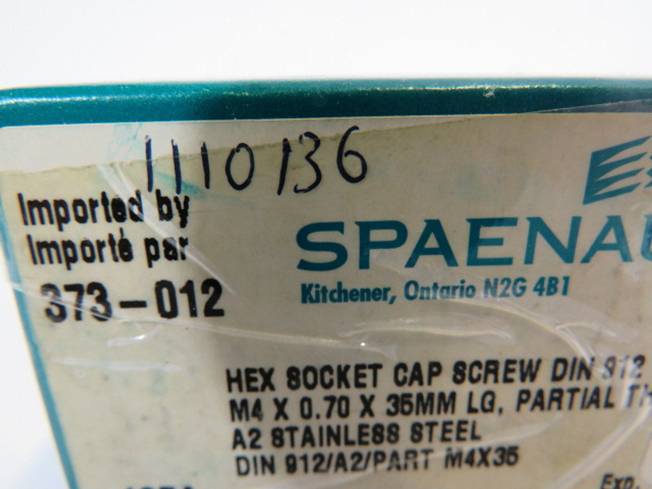 Spaenaur 373-012 SS Hex Socket Cap Screw M4x.70x35mm Lot of 4 ! NEW !