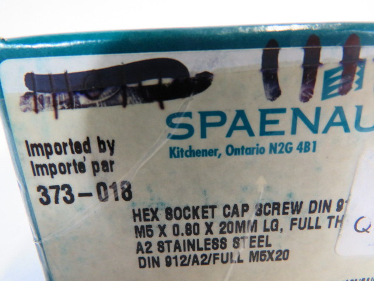 Spaenaur 373-018 SS Hex Socket Cap Screw Full Thread 100-Pack ! NEW !