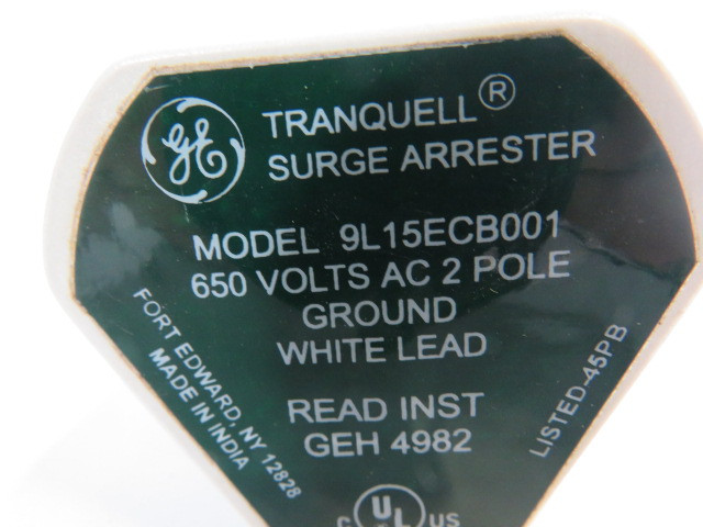 General Electric 9L15ECB001 White Tranquell Surge Arrester w/Cut Leads USED