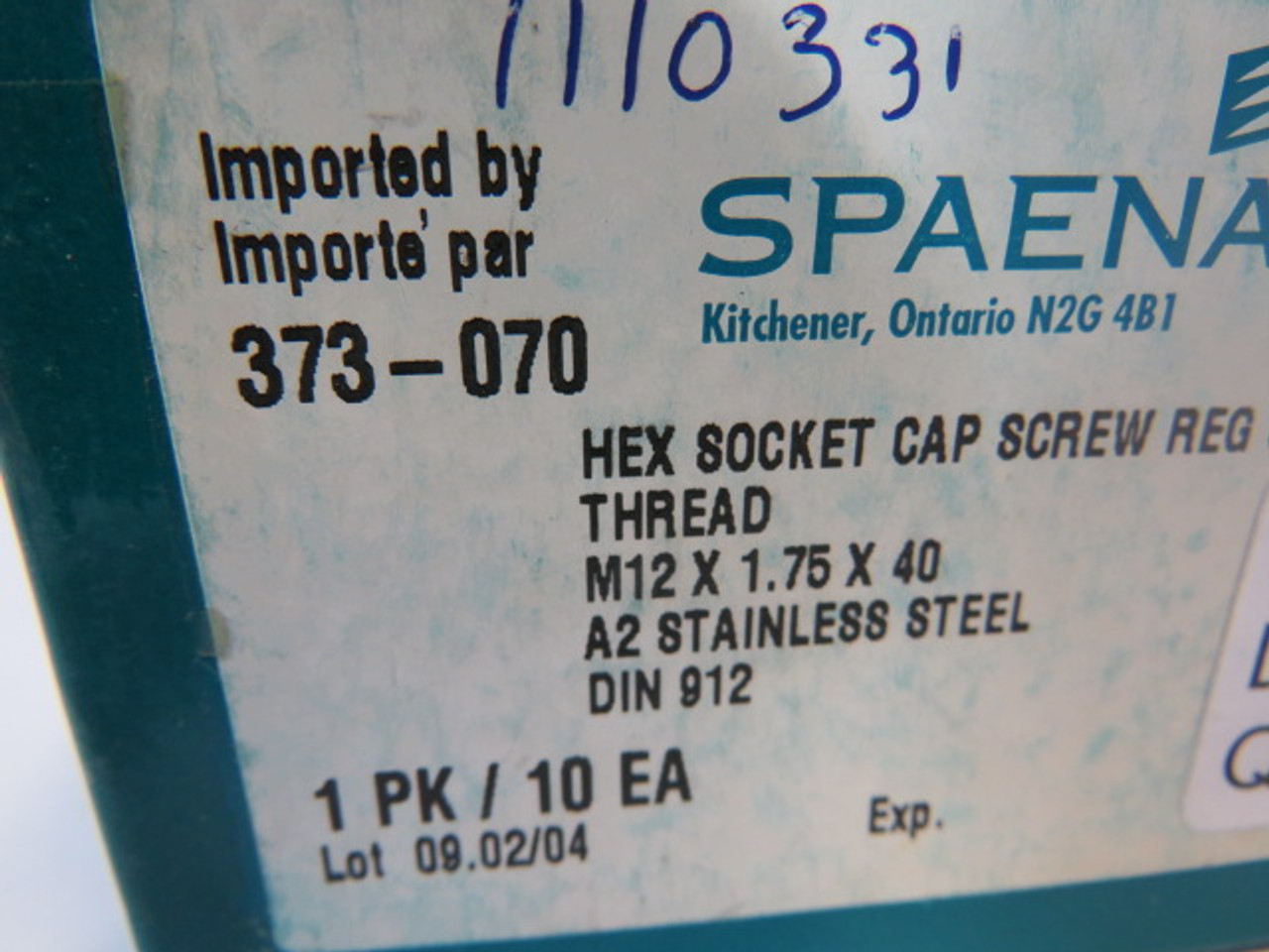 Spaenaur 373-070 SS Hex Socket Cap Screw Coarse Thread 10-Pack ! NEW !