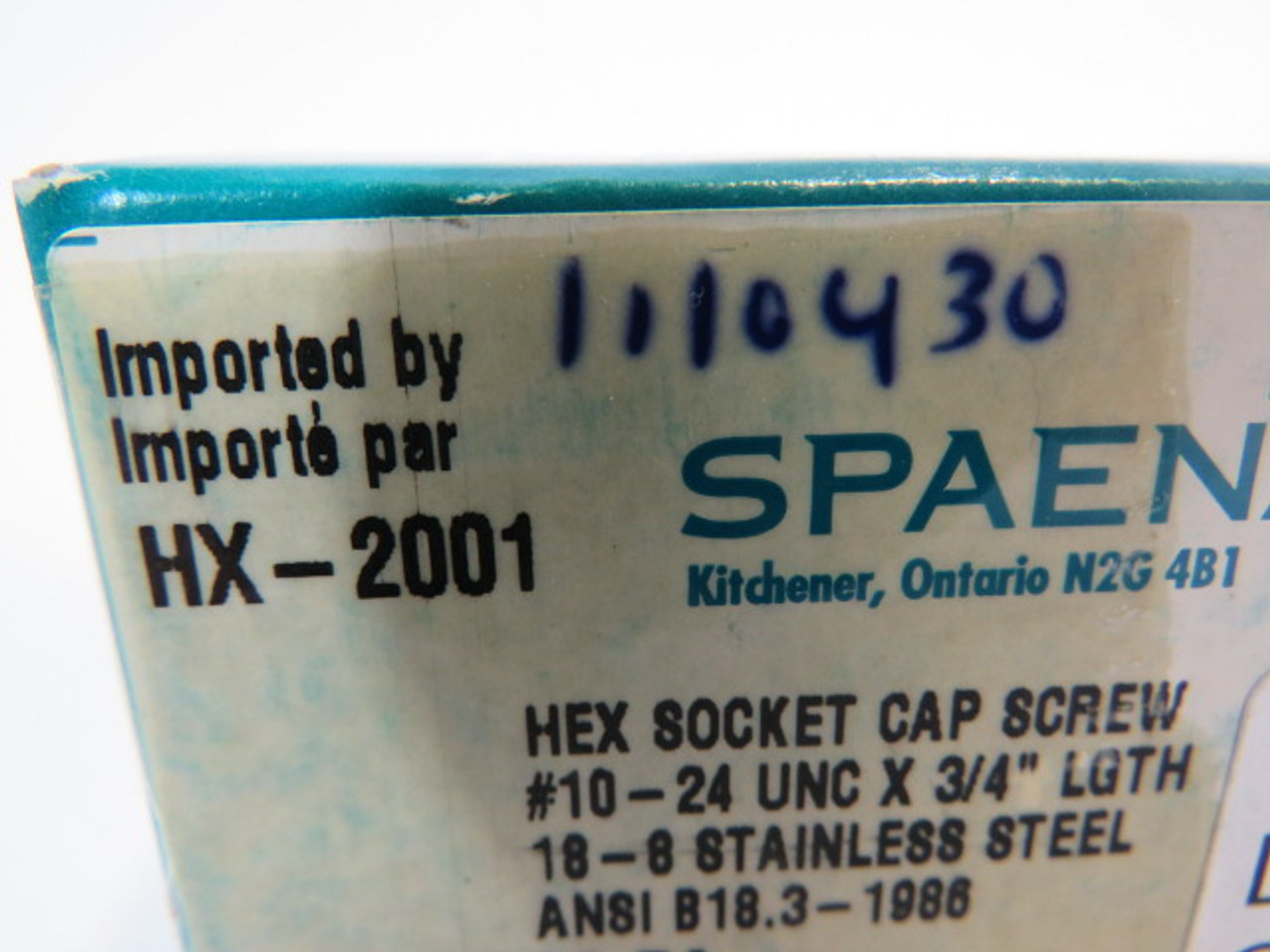 Spaenaur HX-2001 SS Hex Socket Cap Screw Lot of 67 ! NEW !