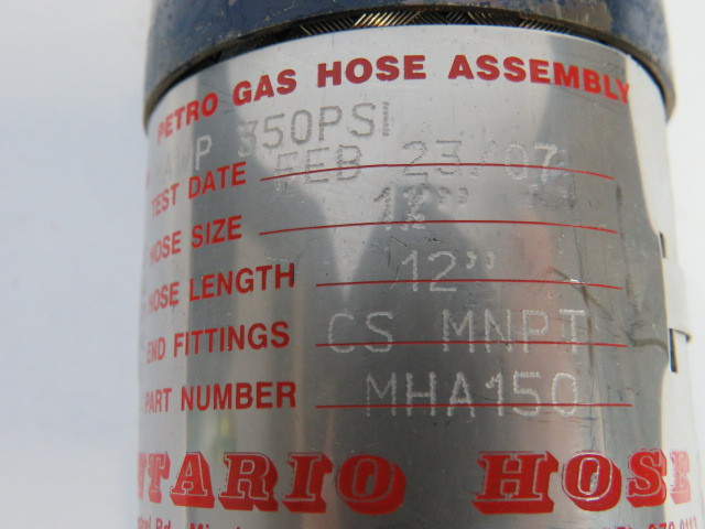 Ontario Hose MHA150 Gas Hose Assembly 1-1/2"Dia 12"L CSMNPT USED
