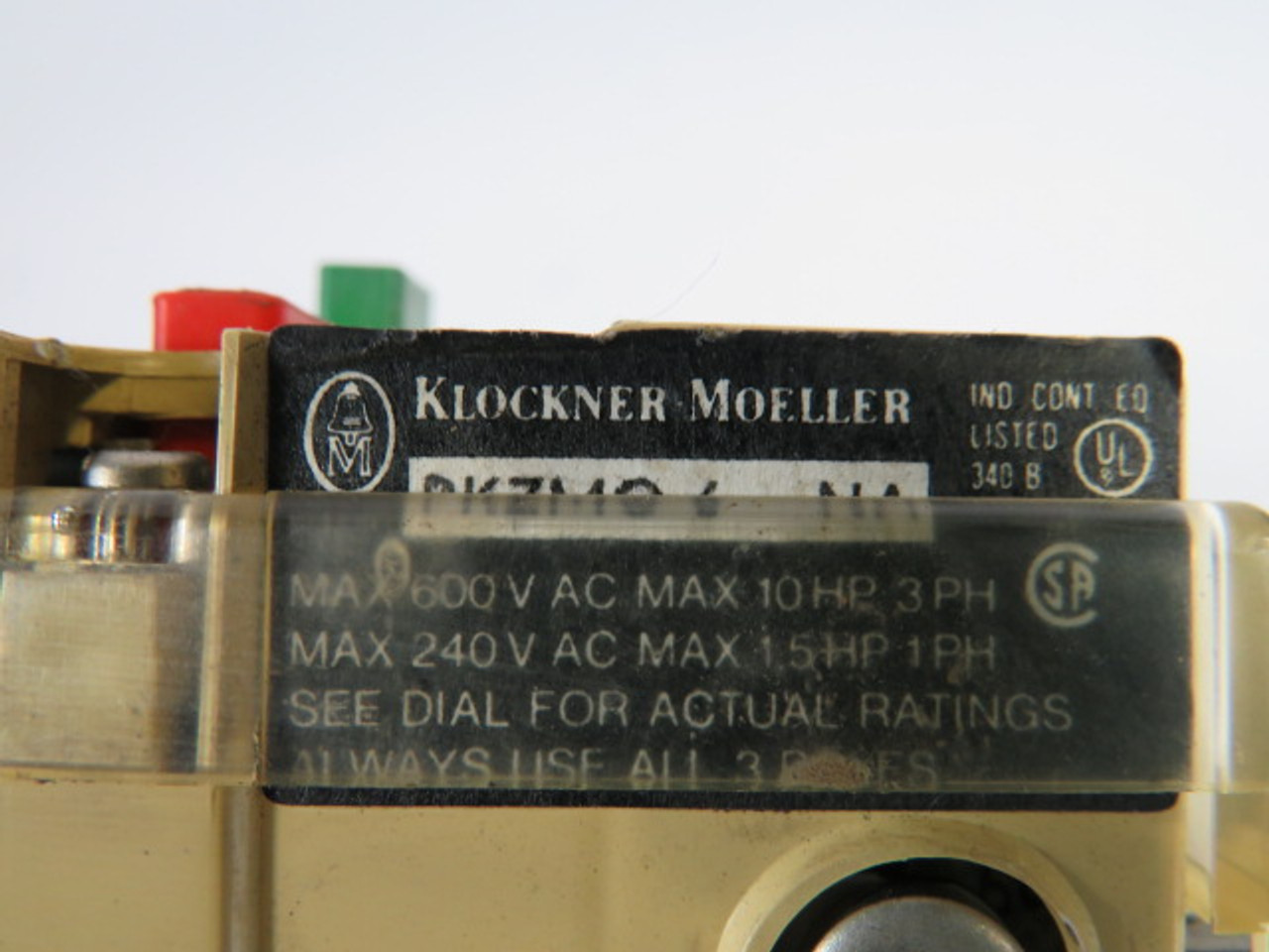 Klockner-Moeller PKZMO-6-NA Starter 4-6A 600VAC 10HP 3PH USED