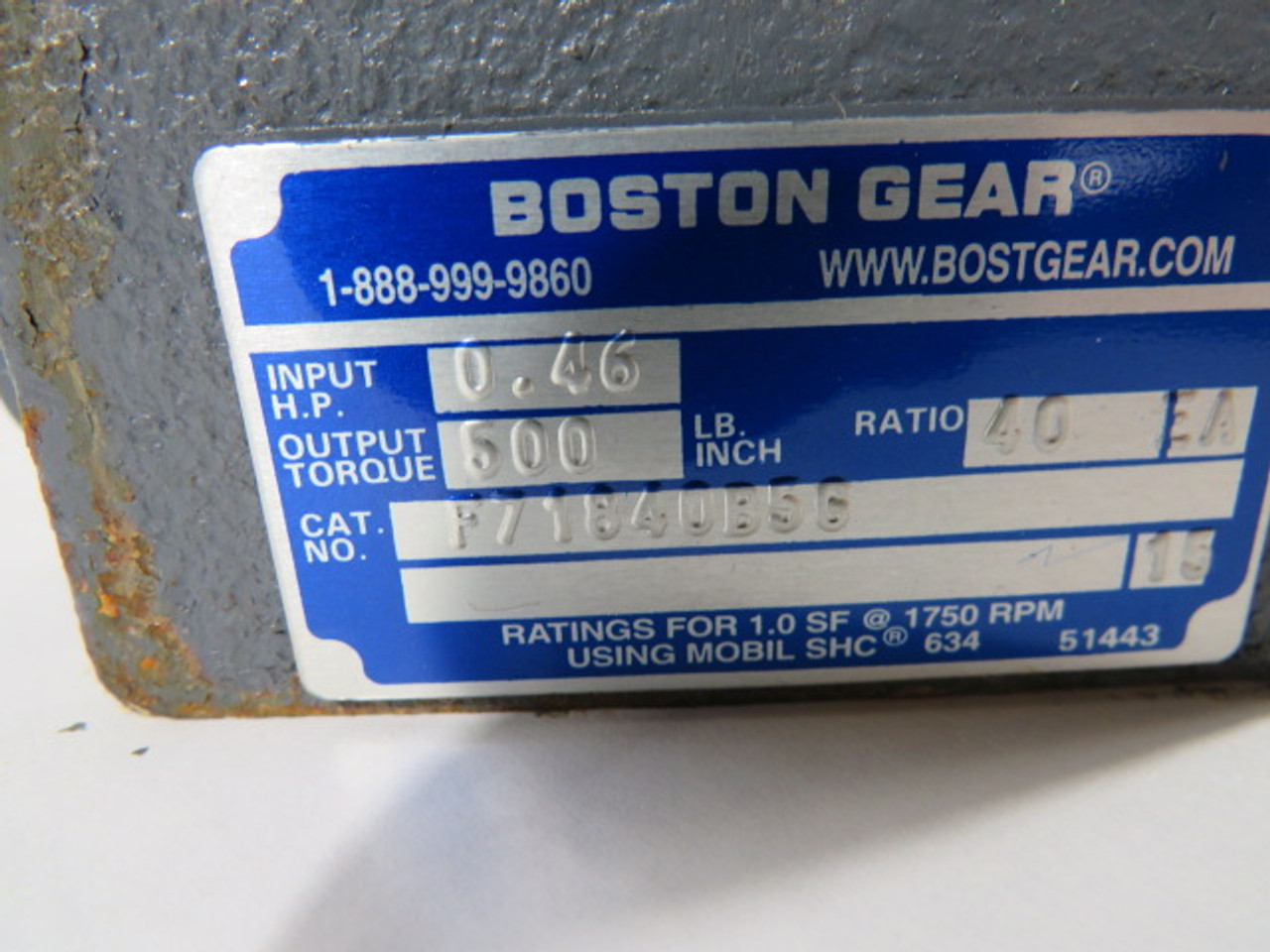 Boston Gear F718-40-B5-G Right Angle Worm Gear Speed Reducer 40:1 Ratio USED