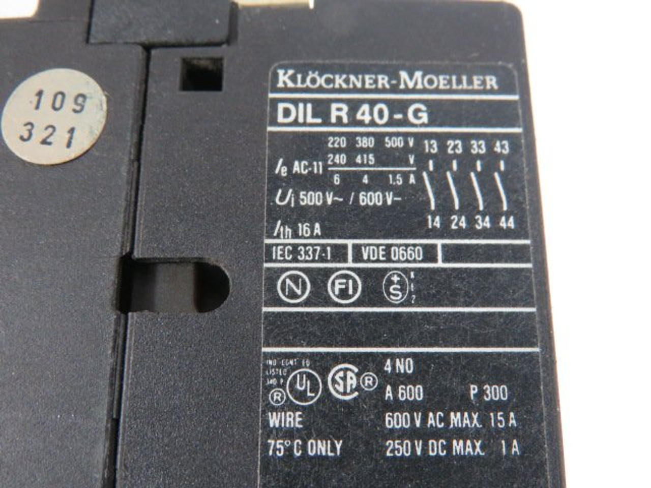 Klockner-Moeller DILR40-G Contactor 24VDC AC-11 USED