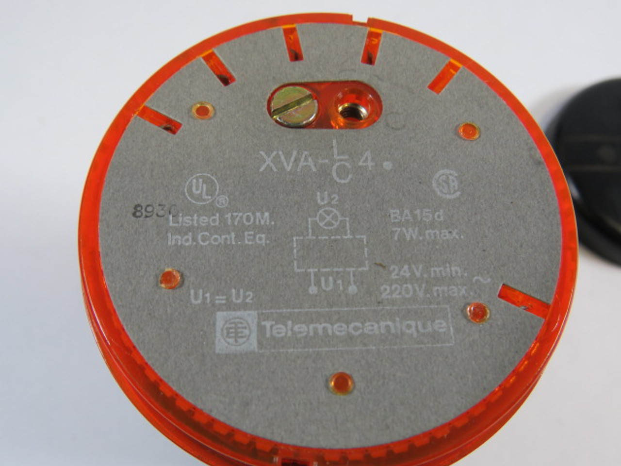 Telemecanique XVA-L45 Orange Stack Light w/ Base & Cap 220V 7W w/ Bulb USED