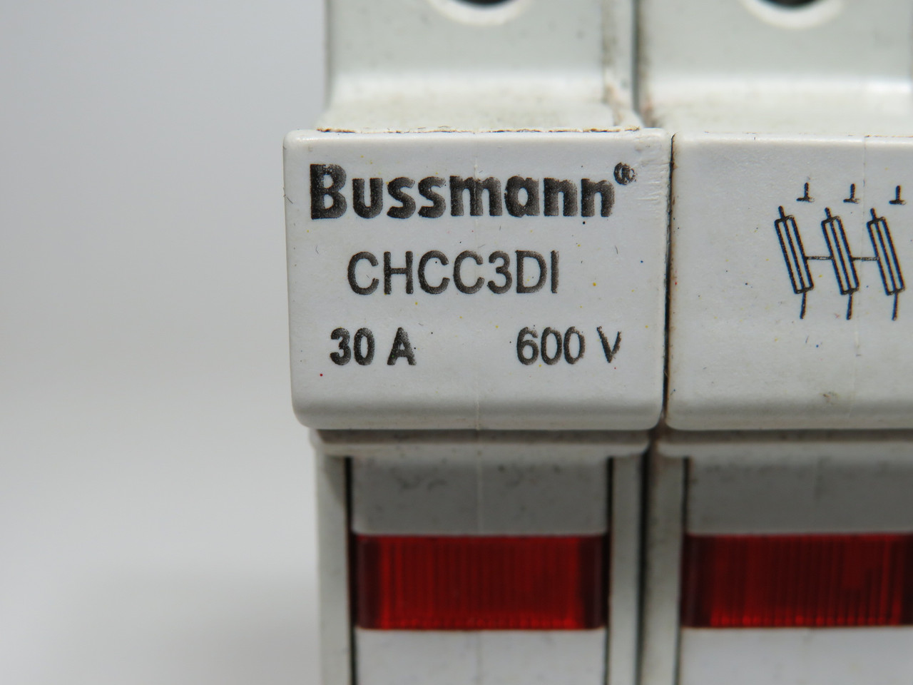 Bussmann CHCC3DI Indicating Fuse Holder 3-Pole 30A 600V USED