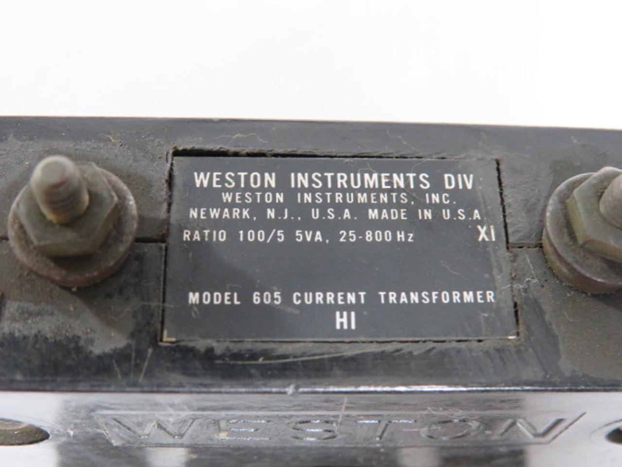 Weston Instruments Inc. 605 Current Transformer 100/5 5VA 25-800HZ USED