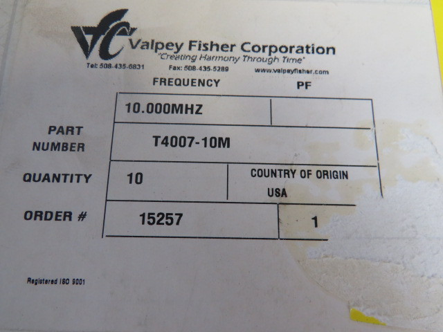 Valpey Fisher Corp T4007-10M Crystal Oscillator 10MHZ Lot of 10 ! NEW !