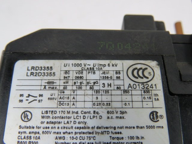 Telemecanique LRD-3355 Overload Relay30-40A 600V 3PH USED