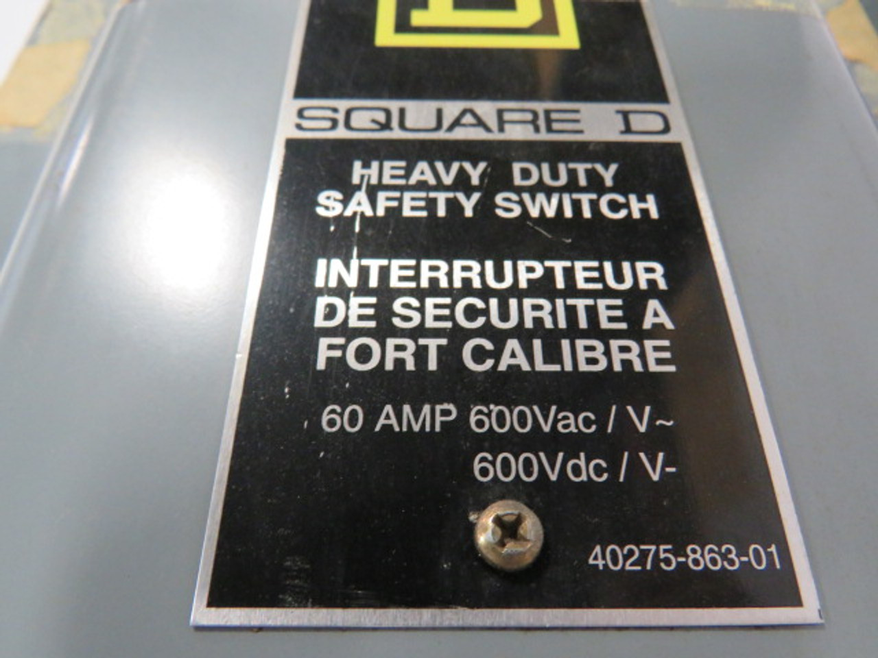 Square D CHU362RB Non-Fusible Heavy Duty Safety Switch 60A 600V 3P USED