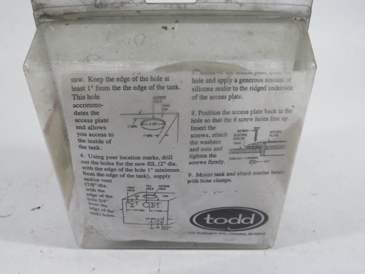 TODD 90-2218 Water Tank Fittings Relocation Kit ! NEW !